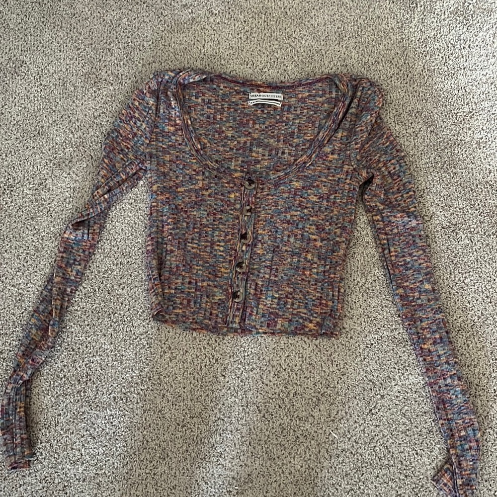 urban outfitters button up rainbow top